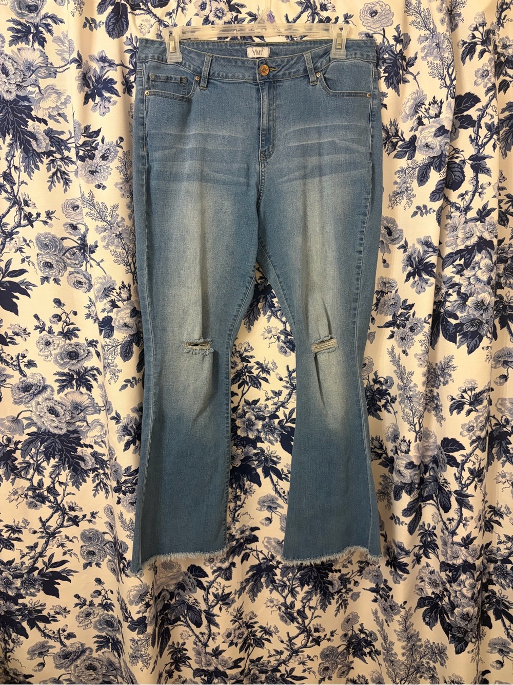 YMI Light Blue Distressed Flare Jeans